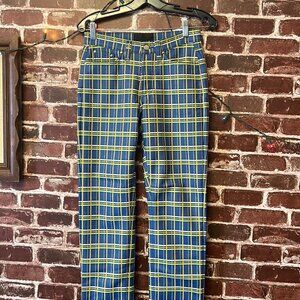 Vintage Extē Jeans Blue & Yellow Plaid Pants - Made in Italy